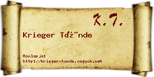 Krieger Tünde névjegykártya